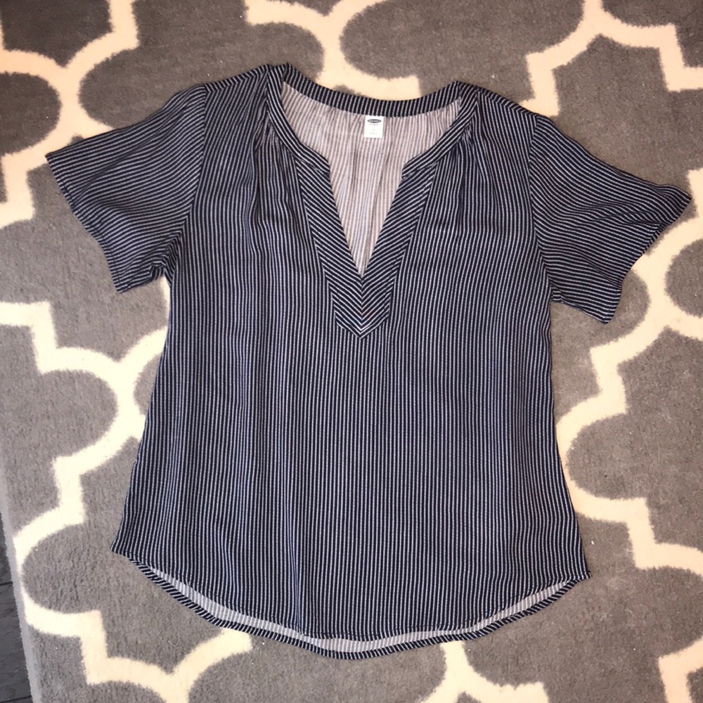 Old Navy Lightweight Navy Striped Blouse - Medium